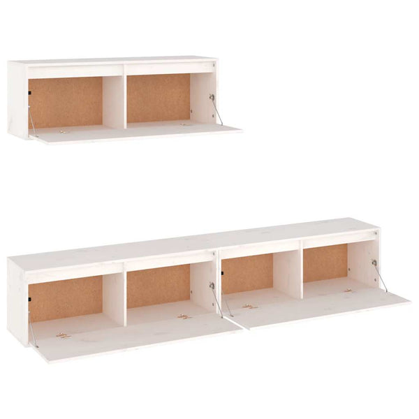 vidaXL 3-Piece TV Cabinet Set White Solid Pine Wood
