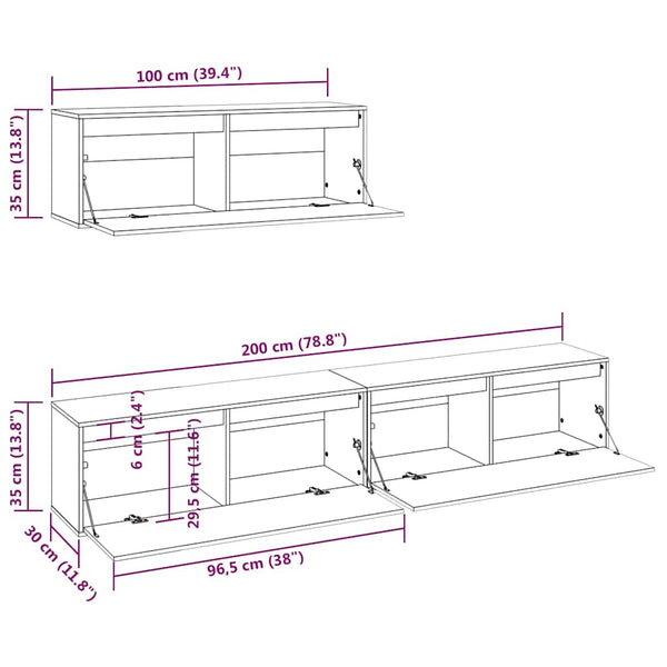 vidaXL 3-Piece TV Cabinet Set White Solid Pine Wood