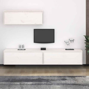 vidaXL 3-Piece TV Cabinet Set White Solid Pine Wood
