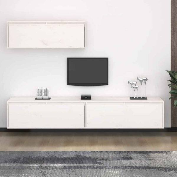 vidaXL 3-Piece TV Cabinet Set White Solid Pine Wood