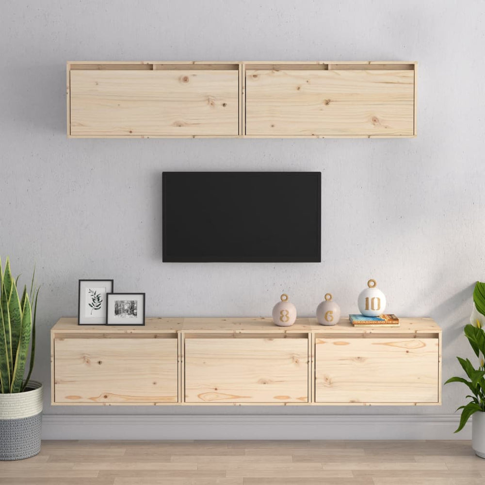 vidaXL 5-Piece TV Cabinet Set Solid Pine Wood