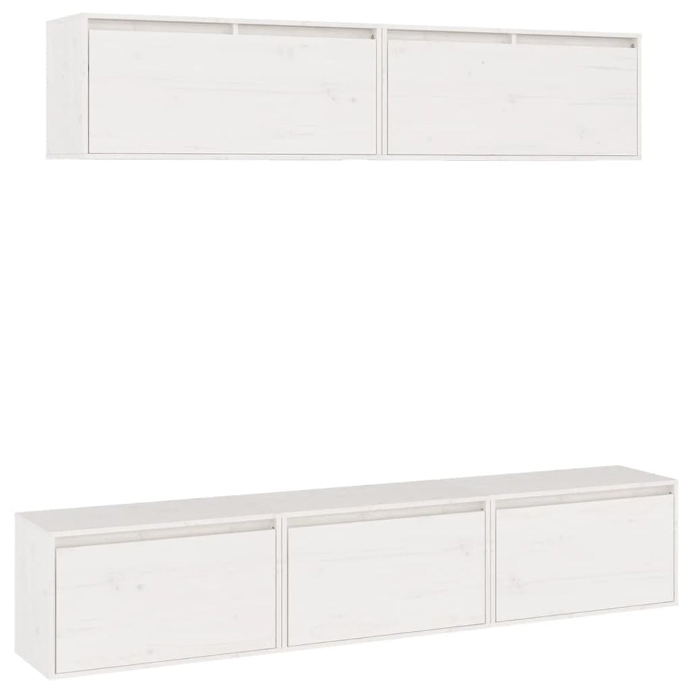 vidaXL TV Cabinets 5 pcs White Solid Pine Wood