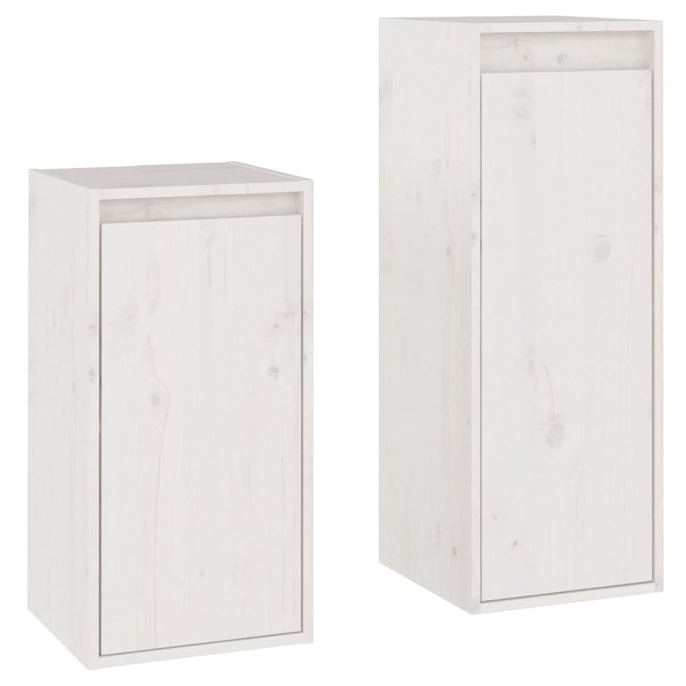 vidaXL TV Cabinets 2 pcs White Solid Pine Wood