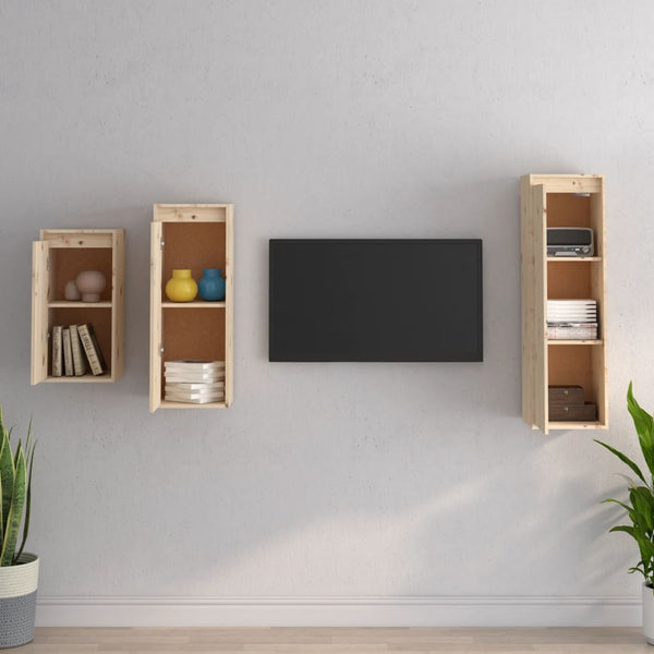 vidaXL TV Cabinets 3 pcs Solid Pine Wood
