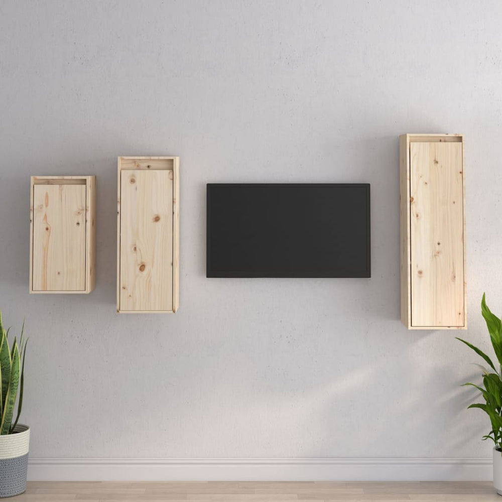 vidaXL TV Cabinets 3 pcs Solid Pine Wood