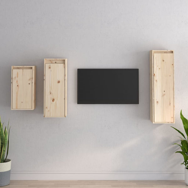 vidaXL TV Cabinets 3 pcs Solid Pine Wood
