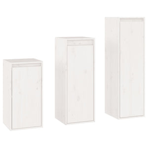 vidaXL TV Cabinets 3 pcs White Solid Pine Wood