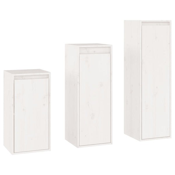 vidaXL TV Cabinets 3 pcs White Solid Pine Wood
