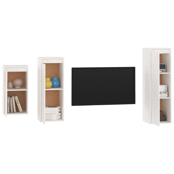 vidaXL TV Cabinets 3 pcs White Solid Pine Wood