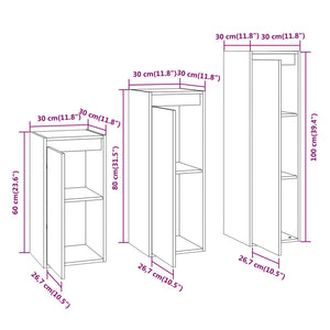 vidaXL TV Cabinets 3 pcs White Solid Pine Wood