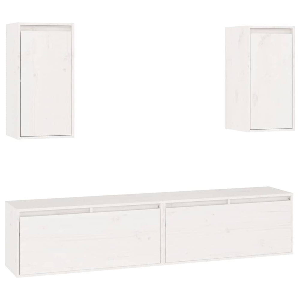 vidaXL TV Cabinets 4 pcs White Solid Pine Wood