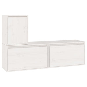 vidaXL TV Cabinets 3 pcs White Solid Pine Wood