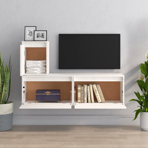 vidaXL TV Cabinets 3 pcs White Solid Pine Wood