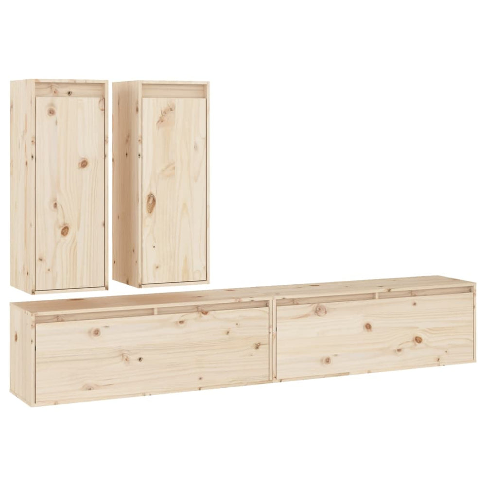 vidaXL TV Cabinets 4 pcs Solid Pine Wood