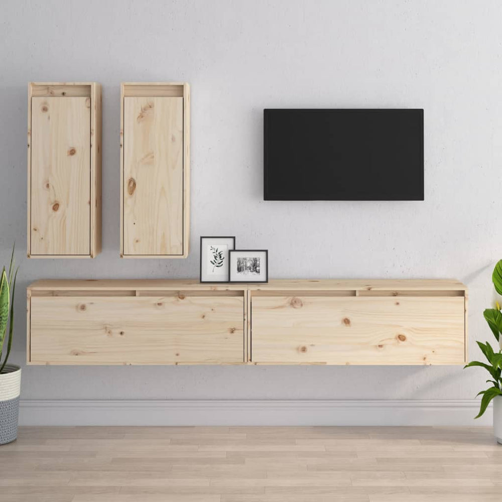 vidaXL TV Cabinets 4 pcs Solid Pine Wood
