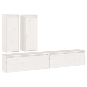 vidaXL TV Cabinets 4 pcs White Solid Pine Wood