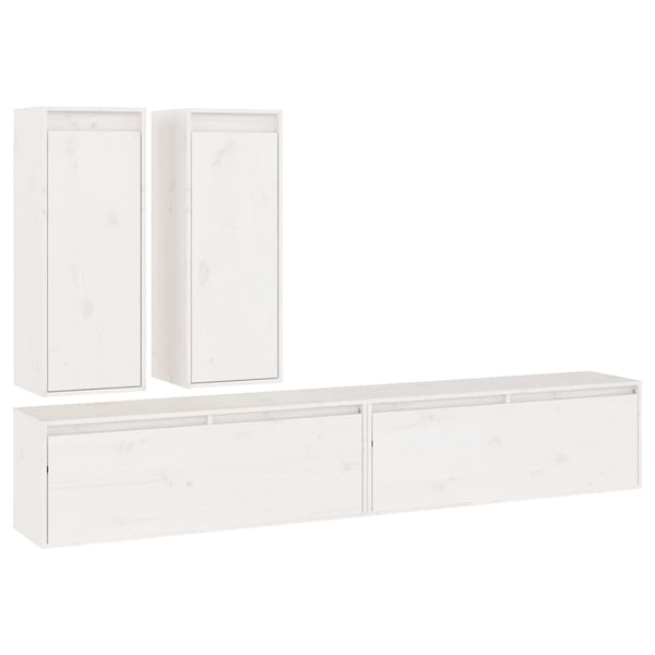 vidaXL TV Cabinets 4 pcs White Solid Pine Wood