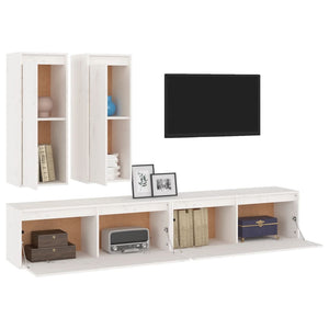 vidaXL TV Cabinets 4 pcs White Solid Pine Wood