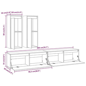 vidaXL TV Cabinets 4 pcs White Solid Pine Wood
