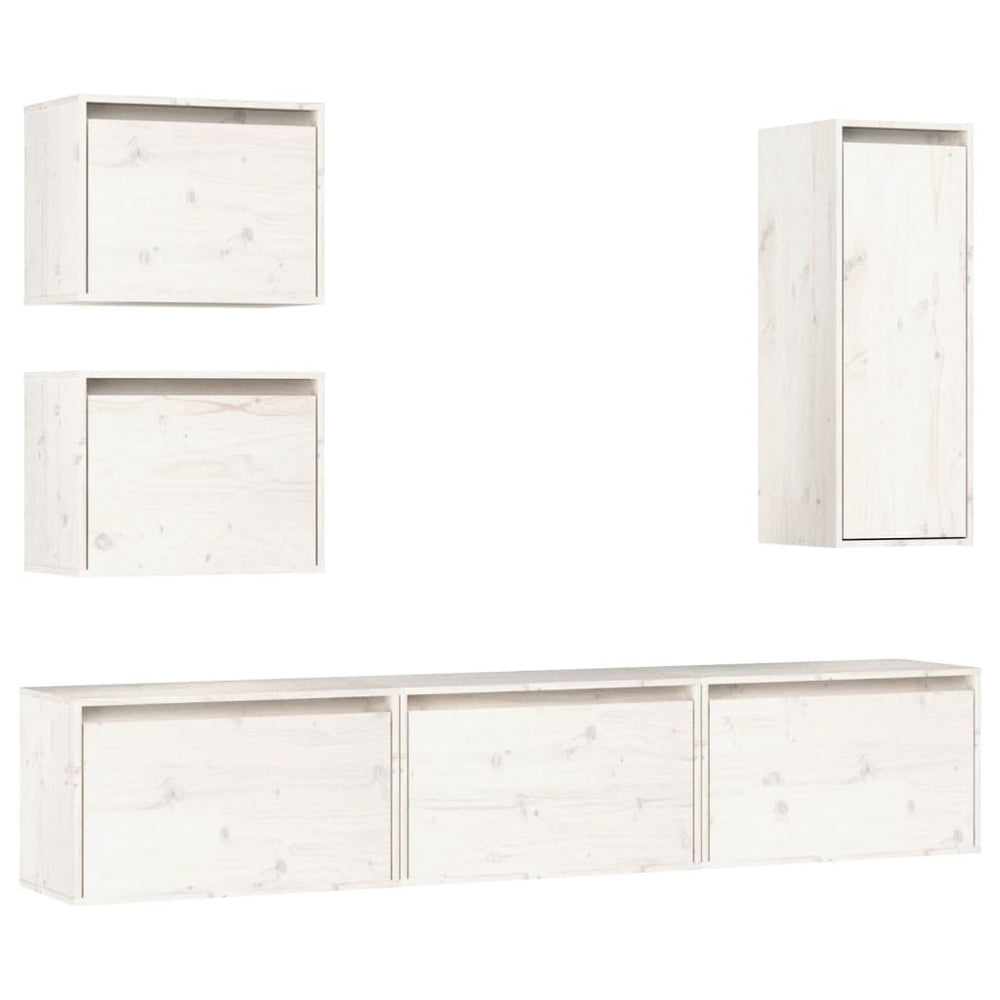 vidaXL TV Cabinets 6 pcs White Solid Pine Wood