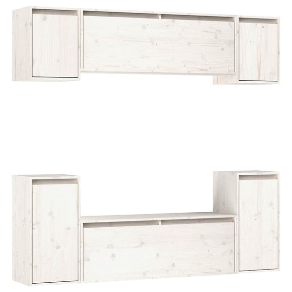 vidaXL TV Cabinets 6 pcs White Solid Pine Wood