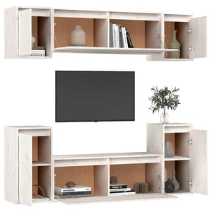 vidaXL TV Cabinets 6 pcs White Solid Pine Wood