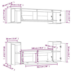vidaXL TV Cabinets 6 pcs White Solid Pine Wood