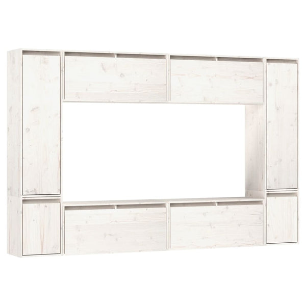 vidaXL TV Cabinets 8 pcs White Solid Pine Wood