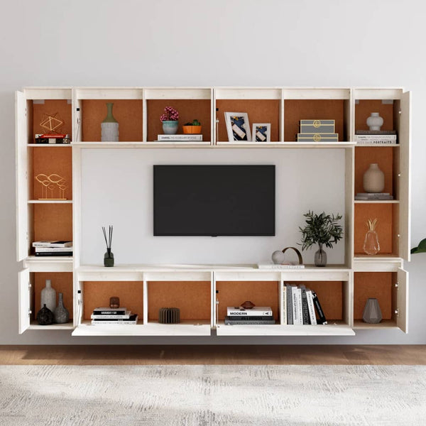 vidaXL TV Cabinets 8 pcs White Solid Pine Wood