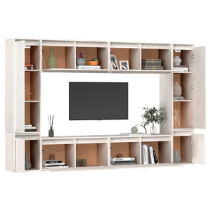 vidaXL TV Cabinets 8 pcs White Solid Pine Wood