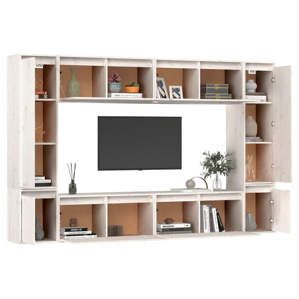 vidaXL TV Cabinets 8 pcs White Solid Pine Wood