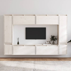 vidaXL TV Cabinets 8 pcs White Solid Pine Wood