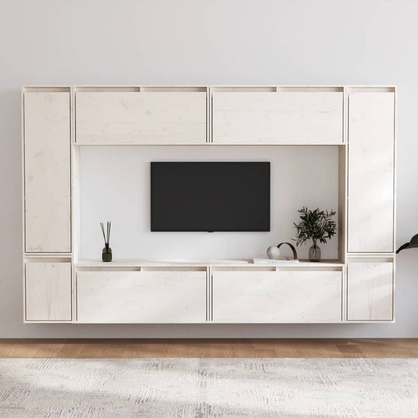 vidaXL TV Cabinets 8 pcs White Solid Pine Wood
