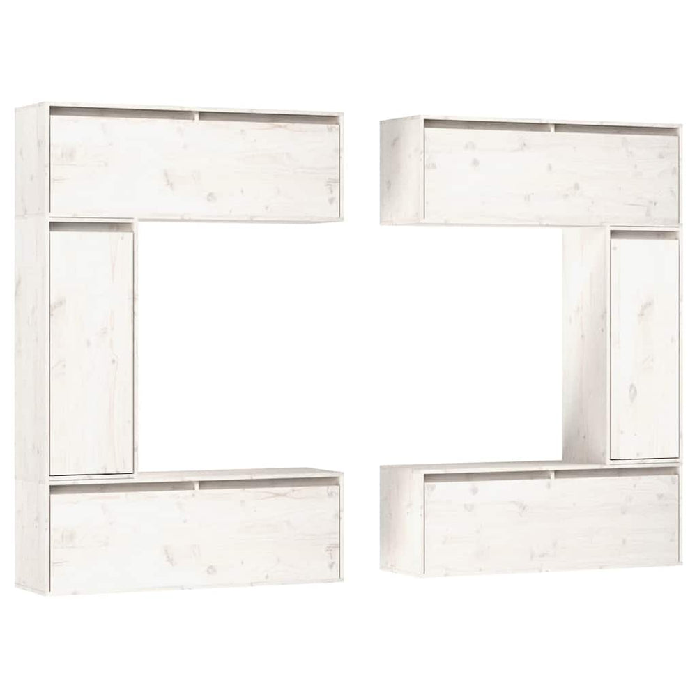 vidaXL TV Cabinets 6 pcs White Solid Pine Wood