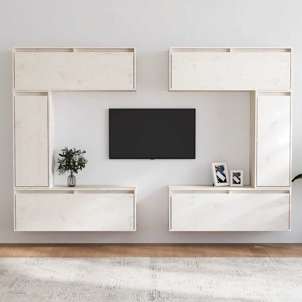 vidaXL TV Cabinets 6 pcs White Solid Pine Wood