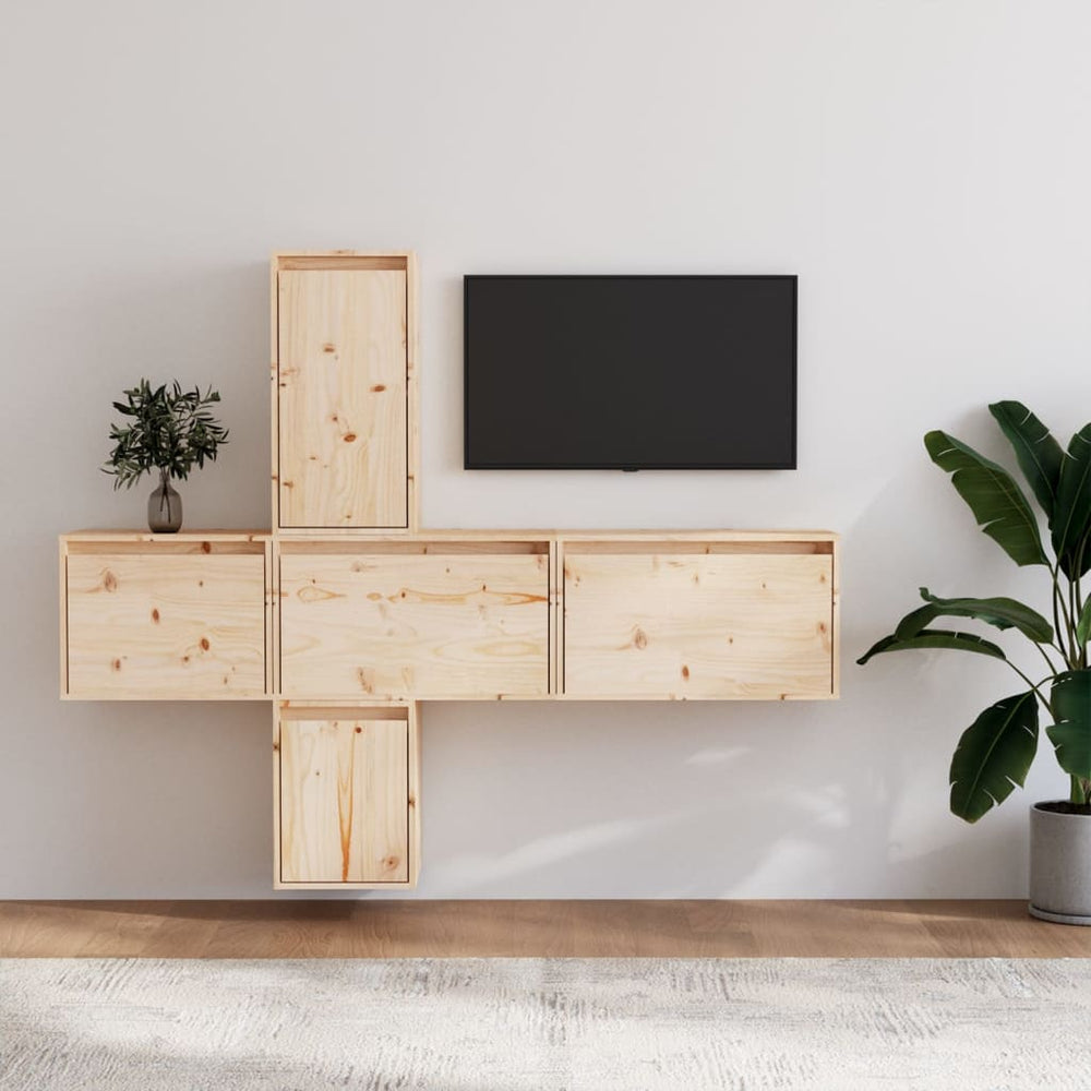 vidaXL TV Cabinets 5 pcs. Solid Pine Wood