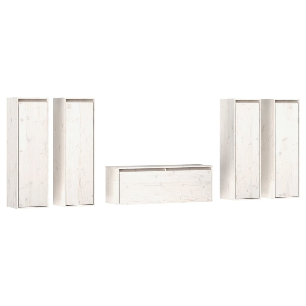 vidaXL TV Cabinets 5 pcs White Solid Pine Wood