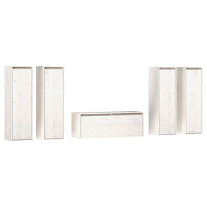 vidaXL TV Cabinets 5 pcs White Solid Pine Wood