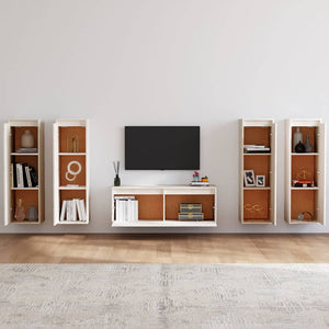 vidaXL TV Cabinets 5 pcs White Solid Pine Wood