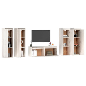 vidaXL TV Cabinets 5 pcs White Solid Pine Wood