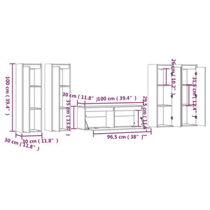 vidaXL TV Cabinets 5 pcs White Solid Pine Wood