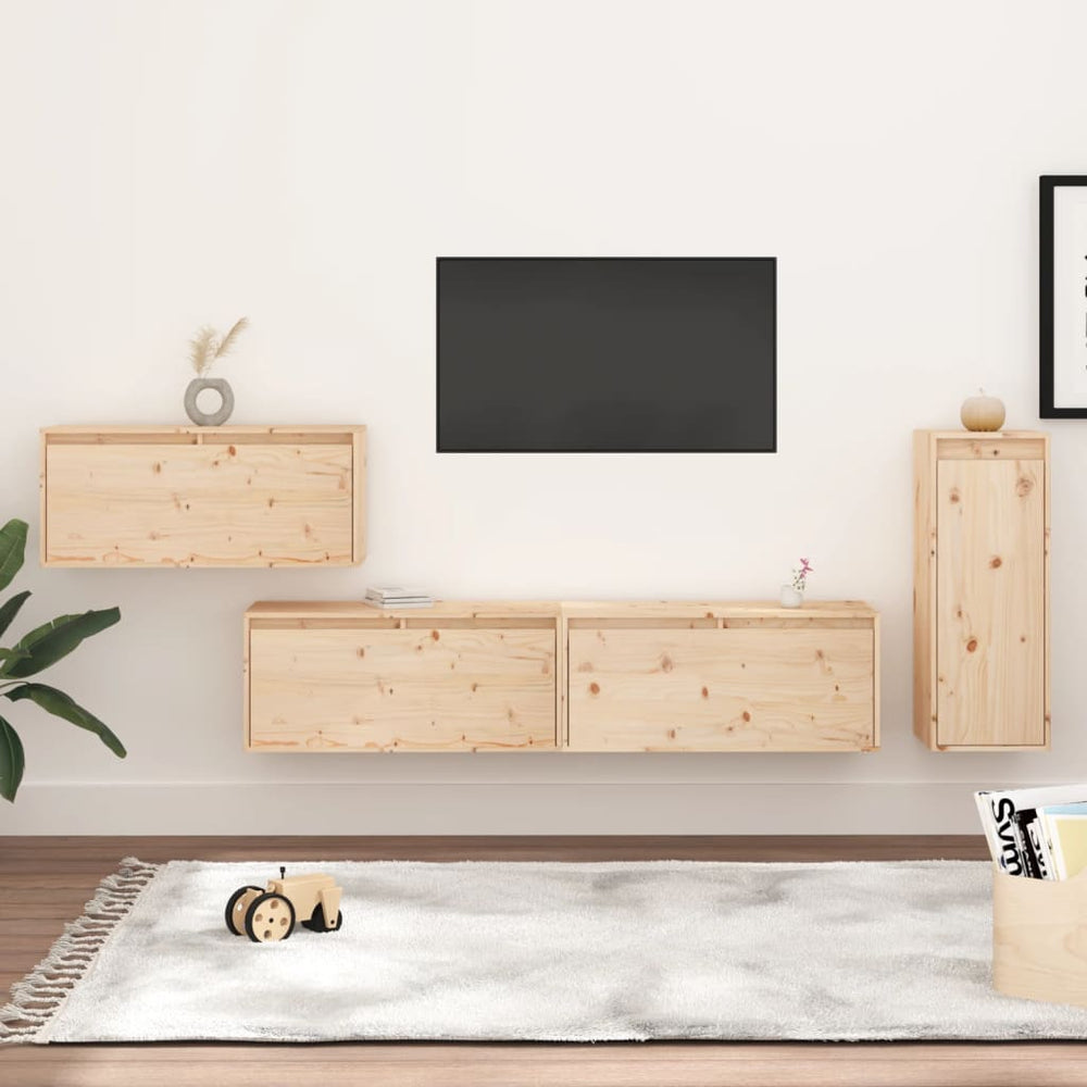 vidaXL TV Cabinets 4 pcs Solid Pine Wood
