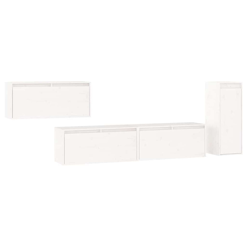 vidaXL TV Cabinets 4 pcs White Solid Pine Wood