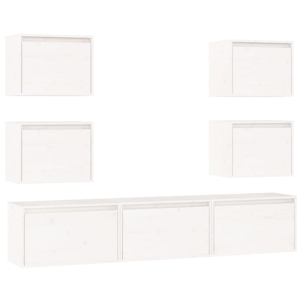 vidaXL TV Cabinets 7 pcs White Solid Pine Wood