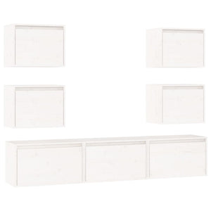 vidaXL TV Cabinets 7 pcs White Solid Pine Wood
