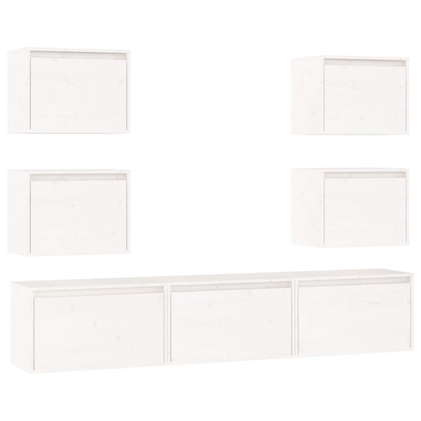 vidaXL TV Cabinets 7 pcs White Solid Pine Wood