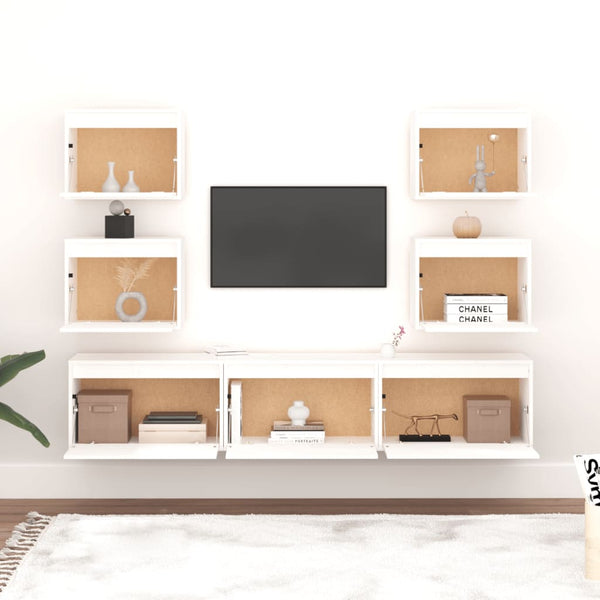 vidaXL TV Cabinets 7 pcs White Solid Pine Wood
