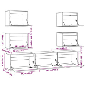 vidaXL TV Cabinets 7 pcs White Solid Pine Wood