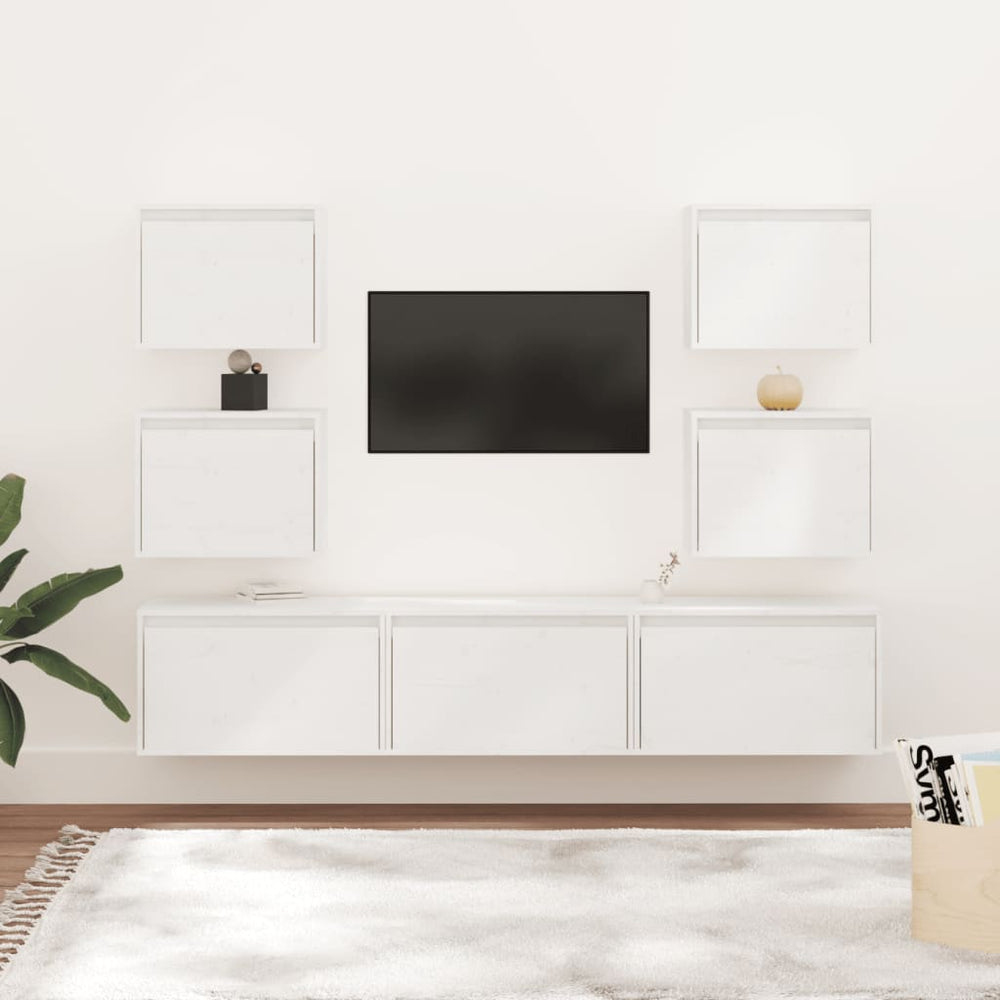 vidaXL TV Cabinets 7 pcs White Solid Pine Wood
