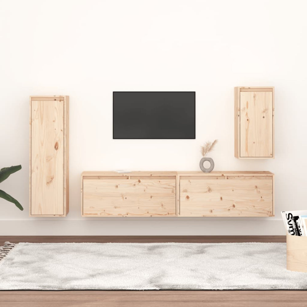 vidaXL TV Cabinets 4 pcs Solid Pine Wood